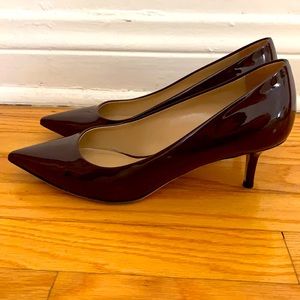 TAMARA MELLON Burgundy Patent Kitten Heels